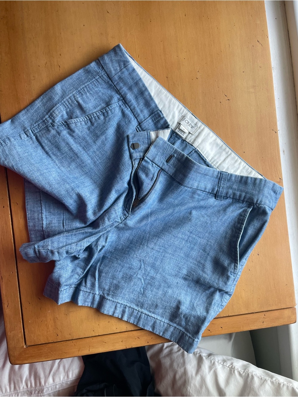 Light Blue Women's Chambray fabric Shorts